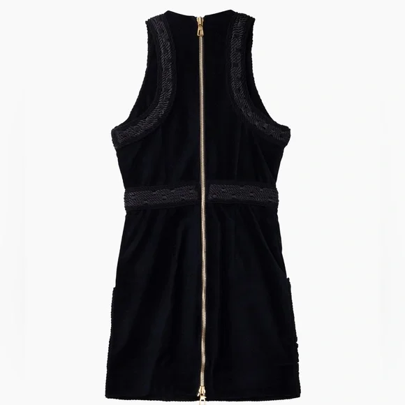 Limited edition Balmain x‎ H&M Black Embroidered Velvet Mini Dress Size 4